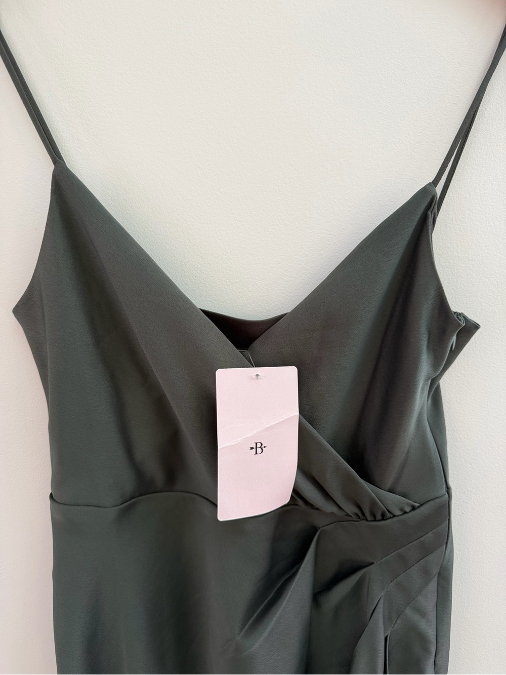 NWT Anthropologie BHLDN Freya Satin Charmeuse Maxi Dress Gray Green Gown 4 - Picture 5 of 16